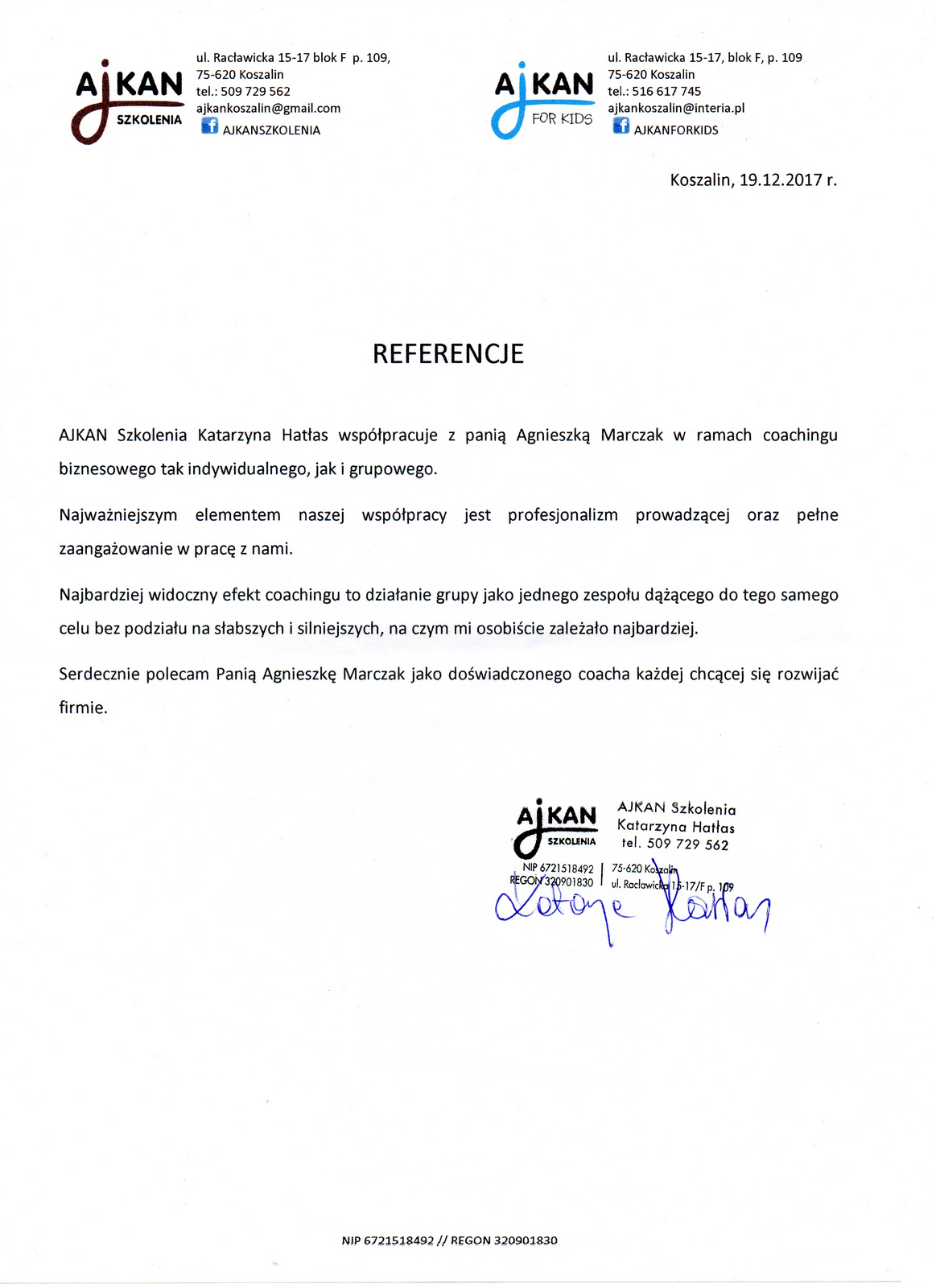 Referencje Ajkan Referencje Ajkan