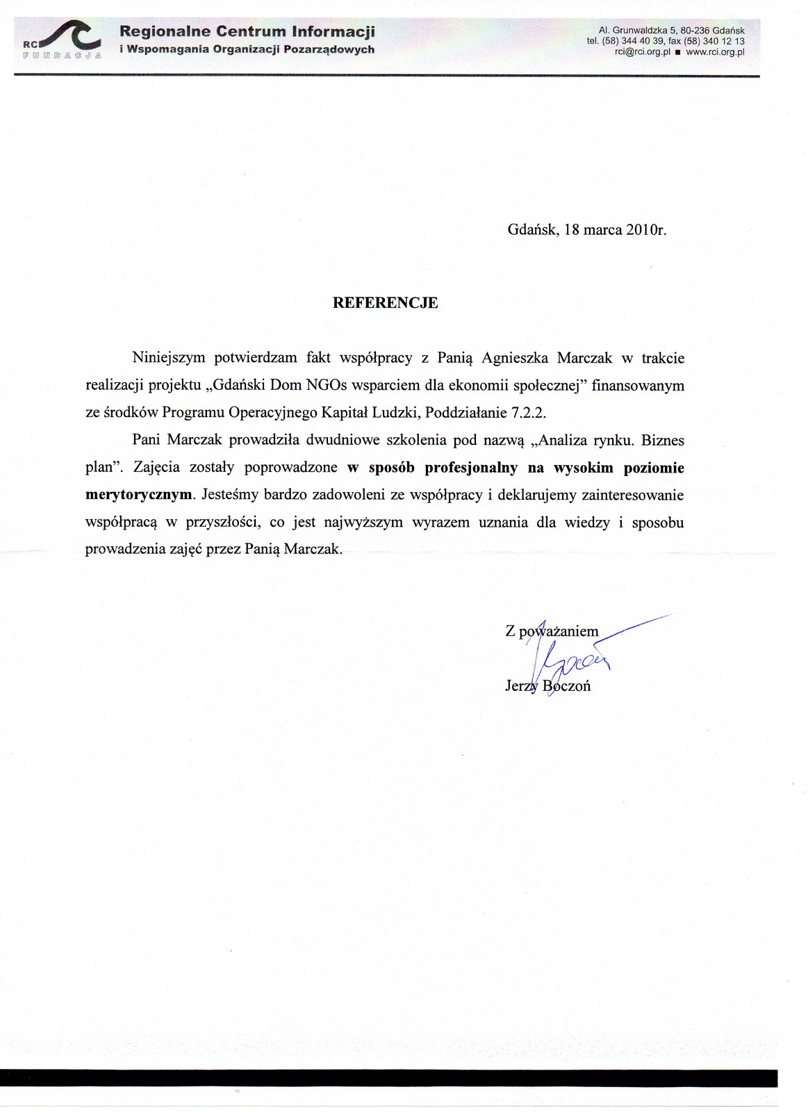 Referencje Fundacja RC Referencje Fundacja RC